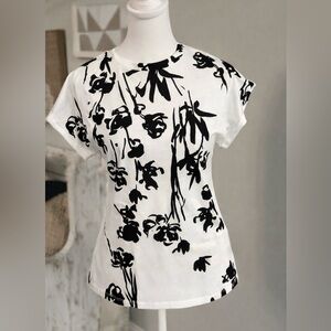 MARELLA Black and White Floral Short Sleeve Top